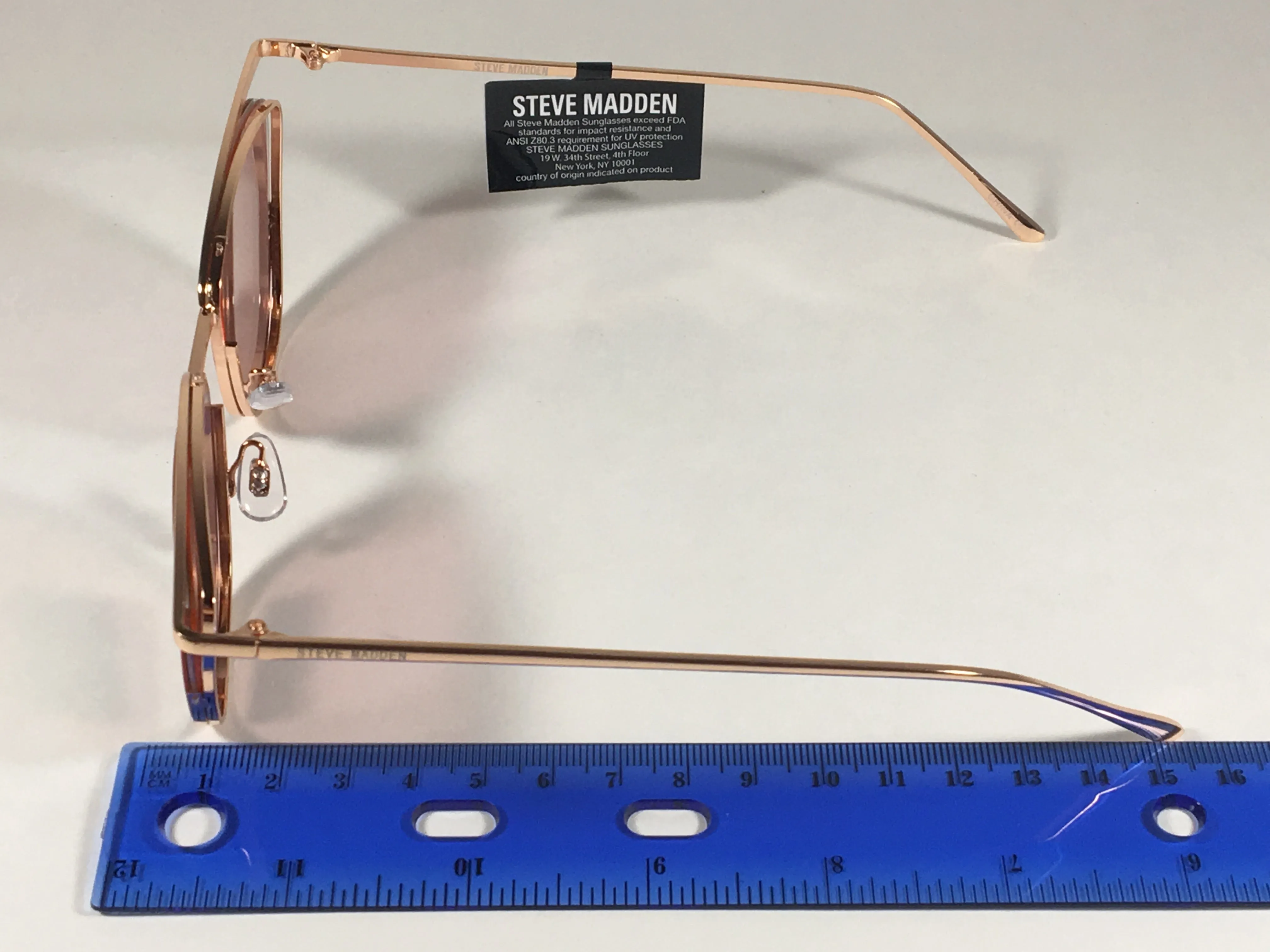 Steve Madden Brooklyn Cat Eye Sunglasses Rose Gold Metal Frame Silver Mirror Lens SM889124 RSG