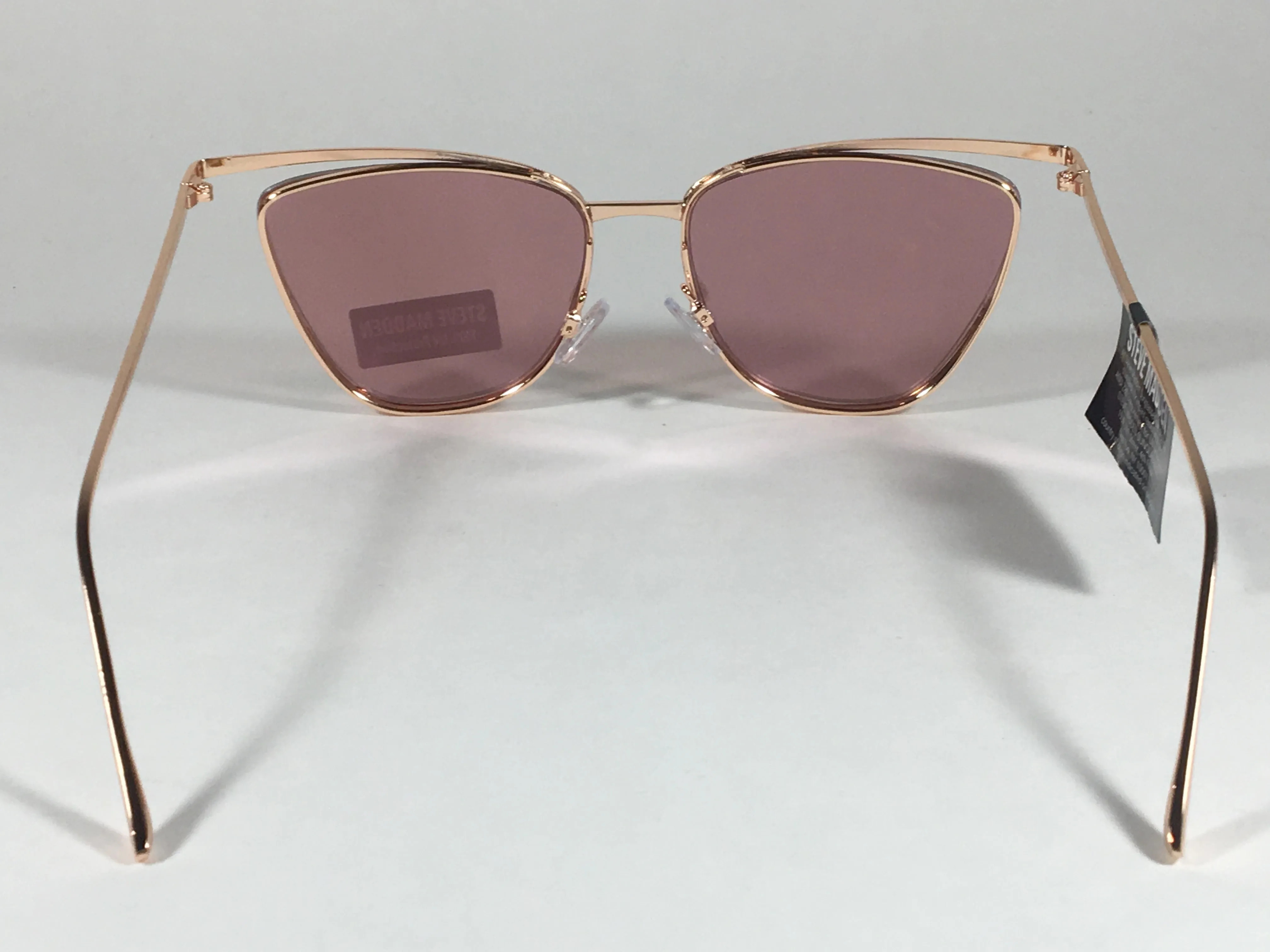 Steve Madden Brooklyn Cat Eye Sunglasses Rose Gold Metal Frame Silver Mirror Lens SM889124 RSG