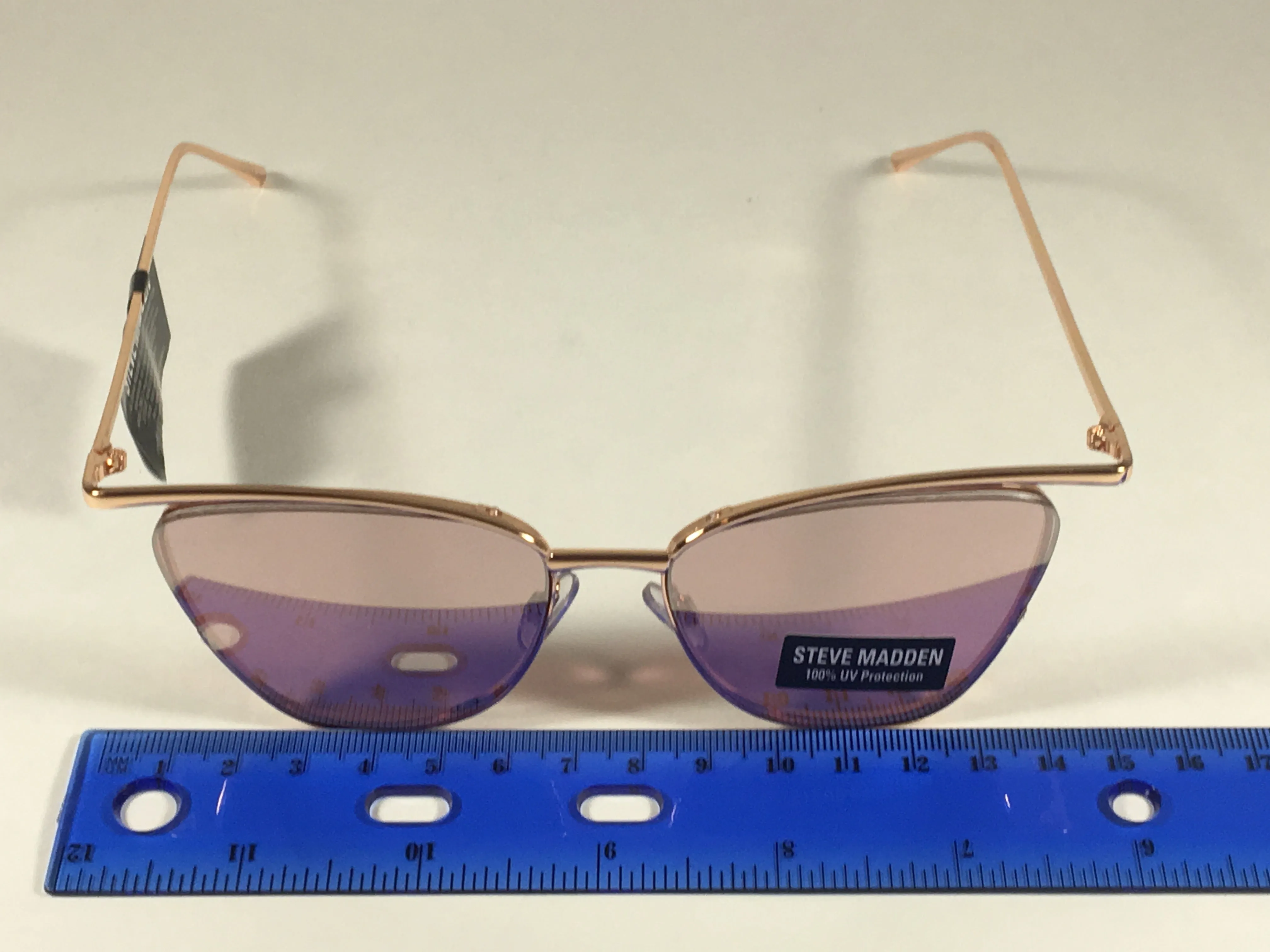 Steve Madden Brooklyn Cat Eye Sunglasses Rose Gold Metal Frame Silver Mirror Lens SM889124 RSG