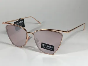 Steve Madden Brooklyn Cat Eye Sunglasses Rose Gold Metal Frame Silver Mirror Lens SM889124 RSG