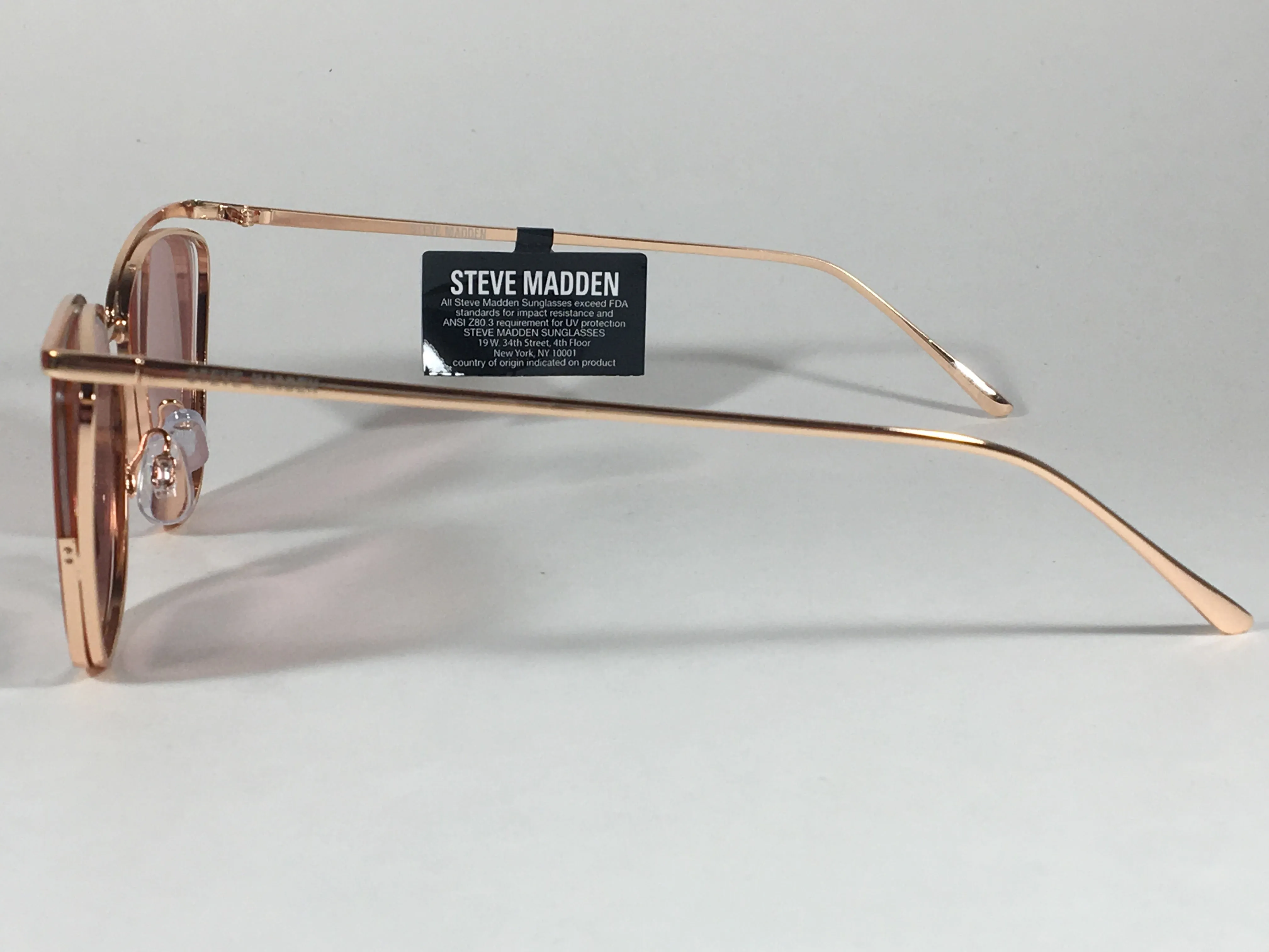Steve Madden Brooklyn Cat Eye Sunglasses Rose Gold Metal Frame Silver Mirror Lens SM889124 RSG