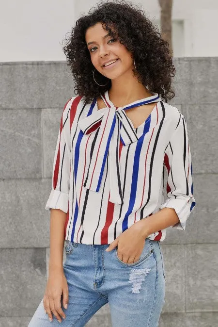 Striped Pussycat Bow Top