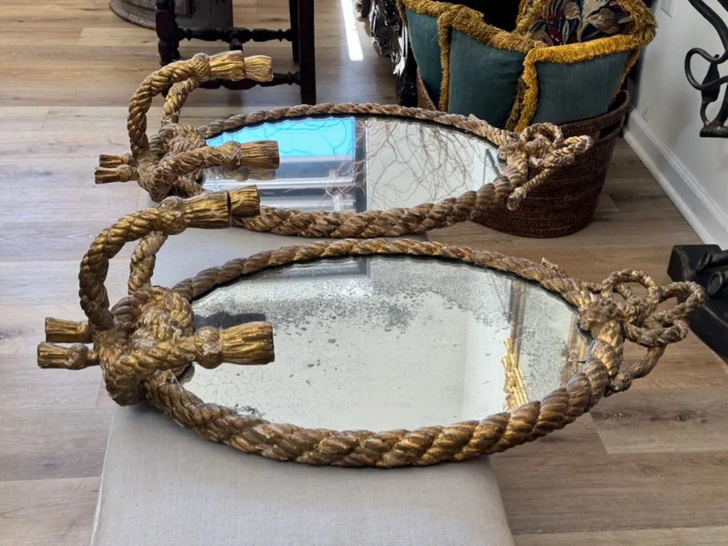 Stunning Pair of 19th Century English Rope Twist Mirrors by C. Nosoti