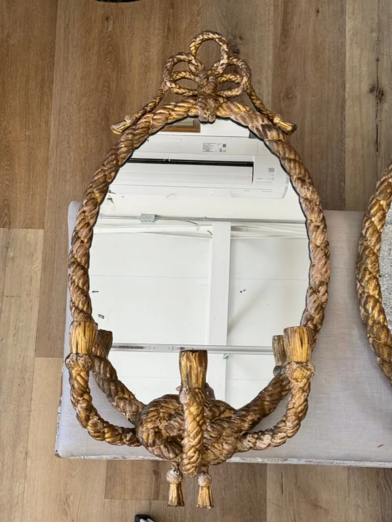 Stunning Pair of 19th Century English Rope Twist Mirrors by C. Nosoti