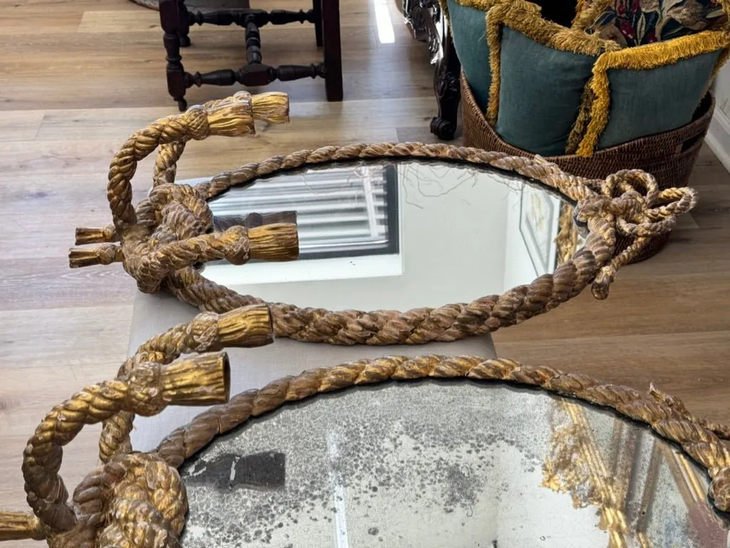 Stunning Pair of 19th Century English Rope Twist Mirrors by C. Nosoti