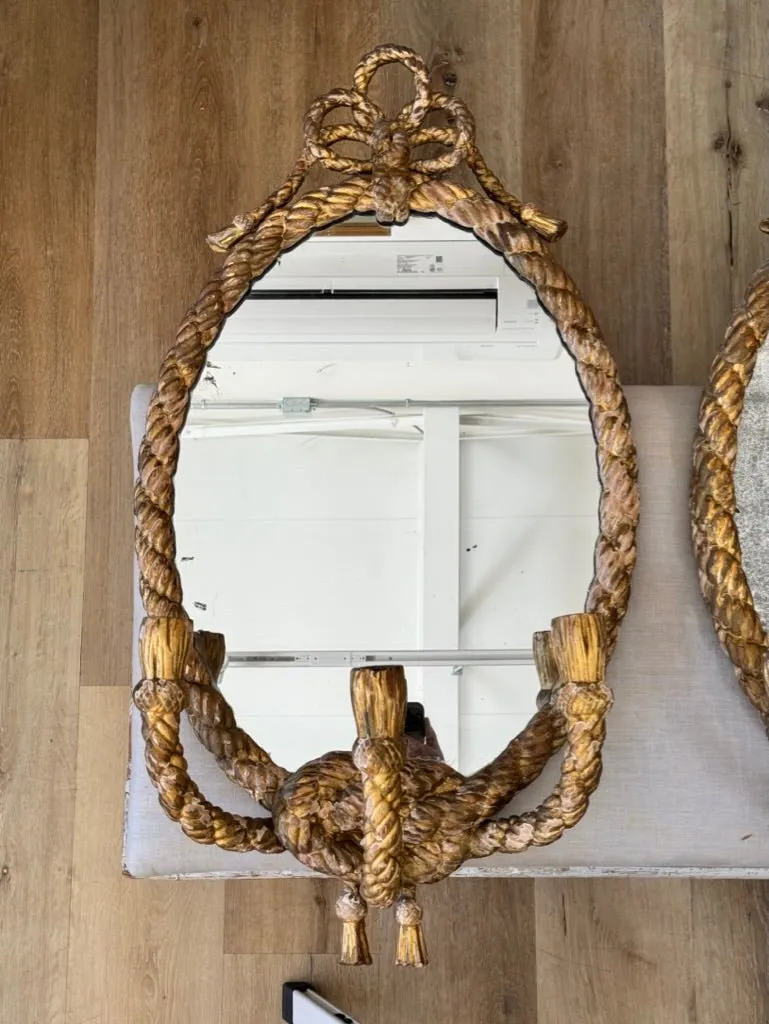 Stunning Pair of 19th Century English Rope Twist Mirrors by C. Nosoti