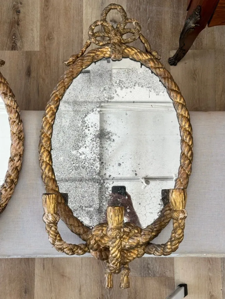Stunning Pair of 19th Century English Rope Twist Mirrors by C. Nosoti