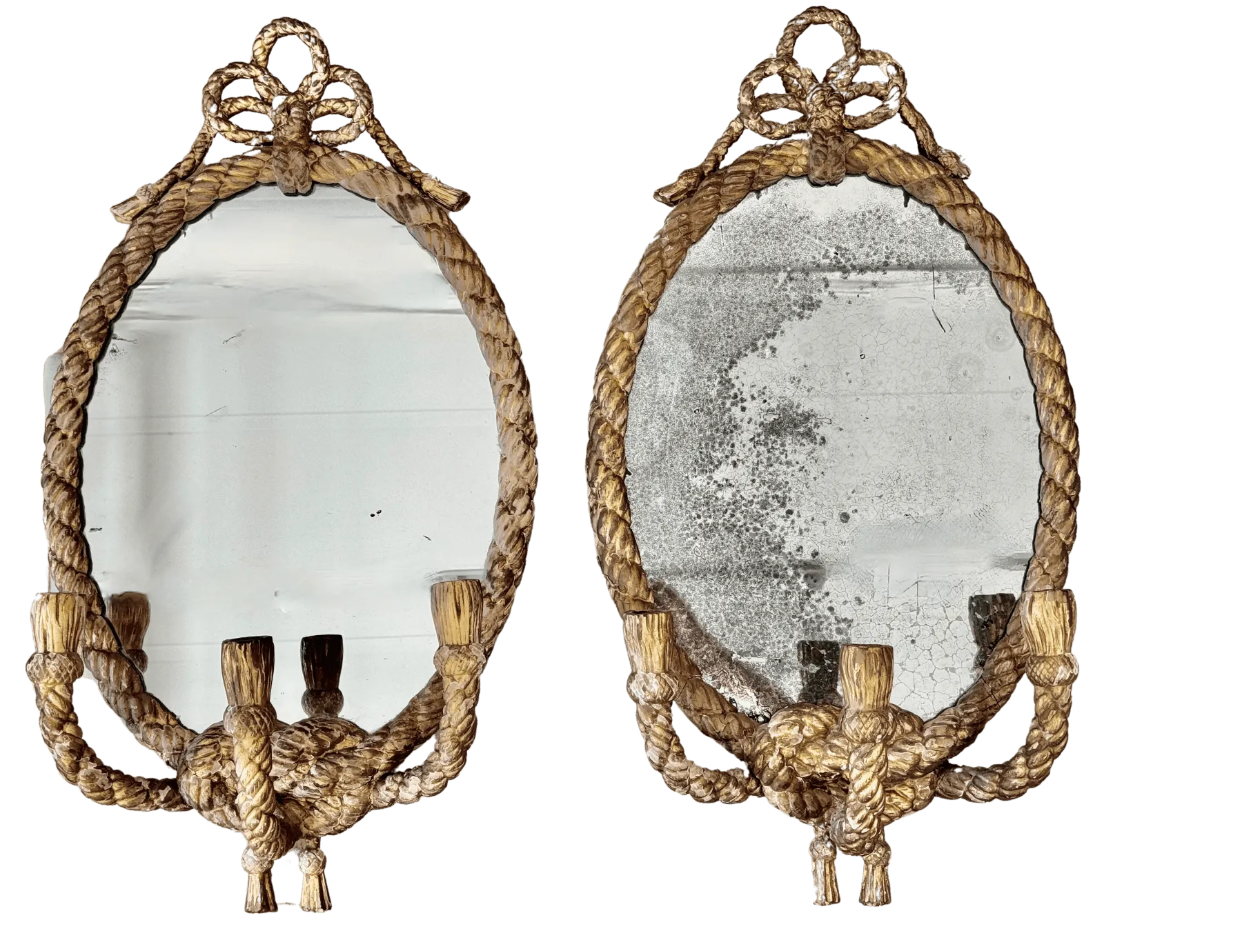 Stunning Pair of 19th Century English Rope Twist Mirrors by C. Nosoti