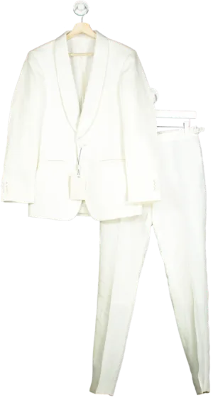 Suitsupply Off White Havana Shawl 2-piece Pure Linen Tuxedo Suit / Dinner Suit EU 44/UK 34"