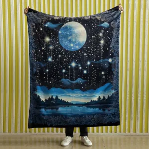 Sun and Moon Sherpa Blanket, Blanket for bed, Cozy Blanket Gift gifts home decor, Moon Gift,Magic Celestial Home Decor, Comet, Constellation and Stars, Moon And Stars 001