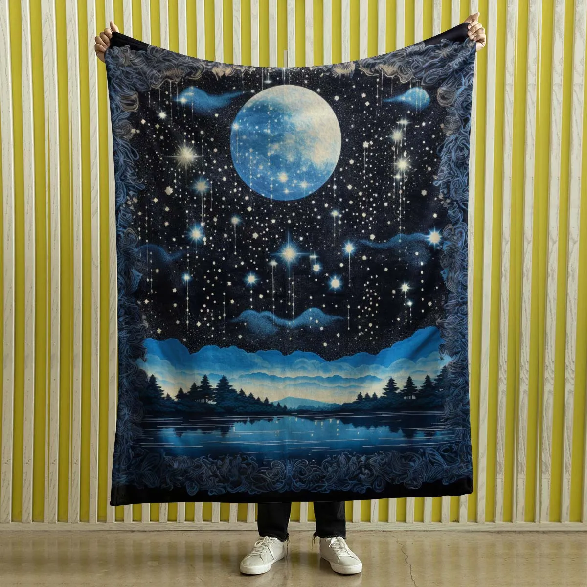 Sun and Moon Sherpa Blanket, Blanket for bed, Cozy Blanket Gift gifts home decor, Moon Gift,Magic Celestial Home Decor, Comet, Constellation and Stars, Moon And Stars 001