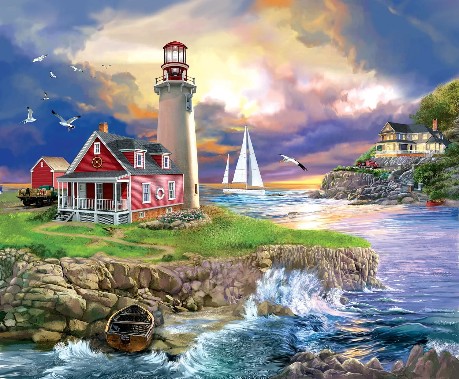 SunsOut Puzzle - Sunset Point Lighthouse 1000pc