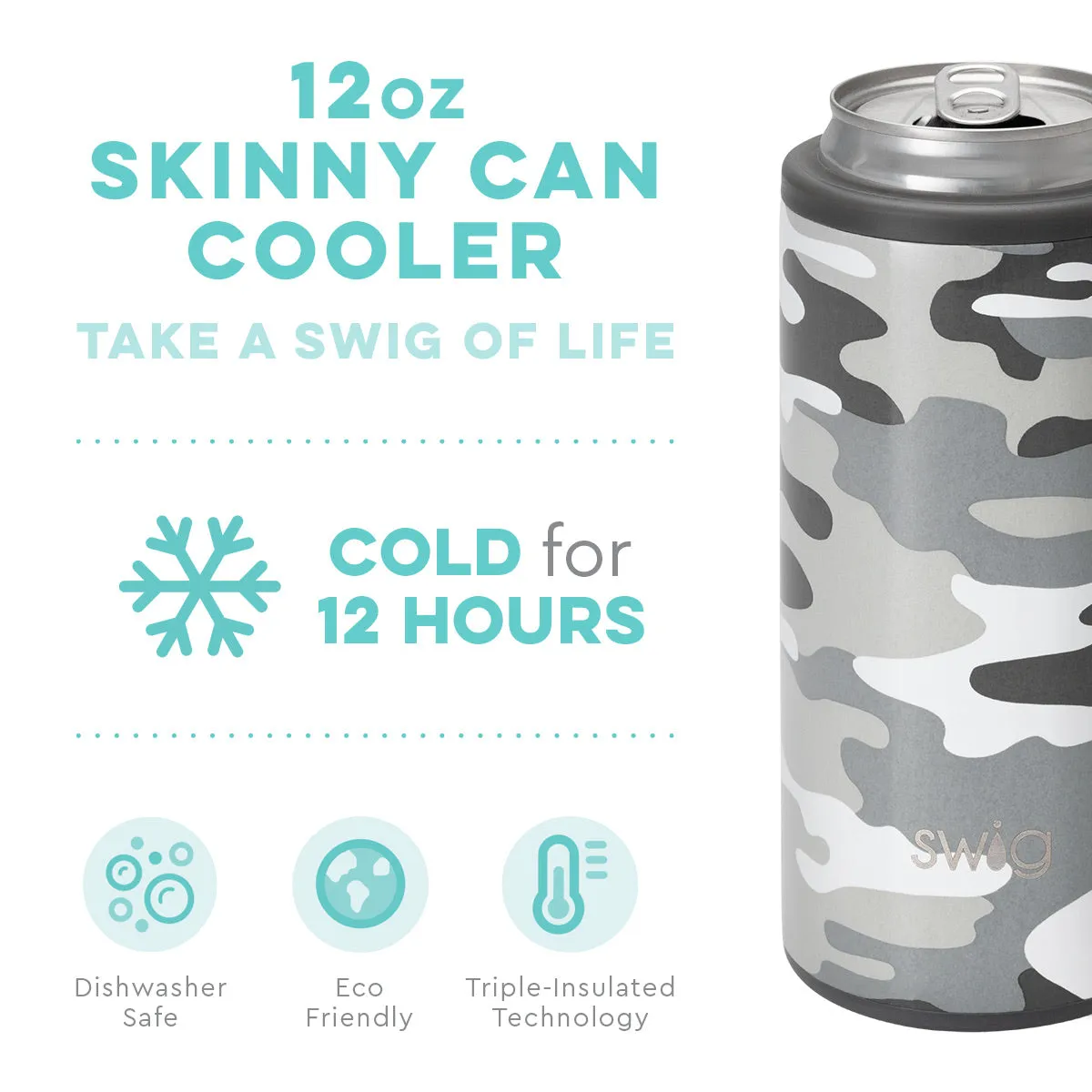 Swig 12oz Skinny Can Cooler-Incognito Camo