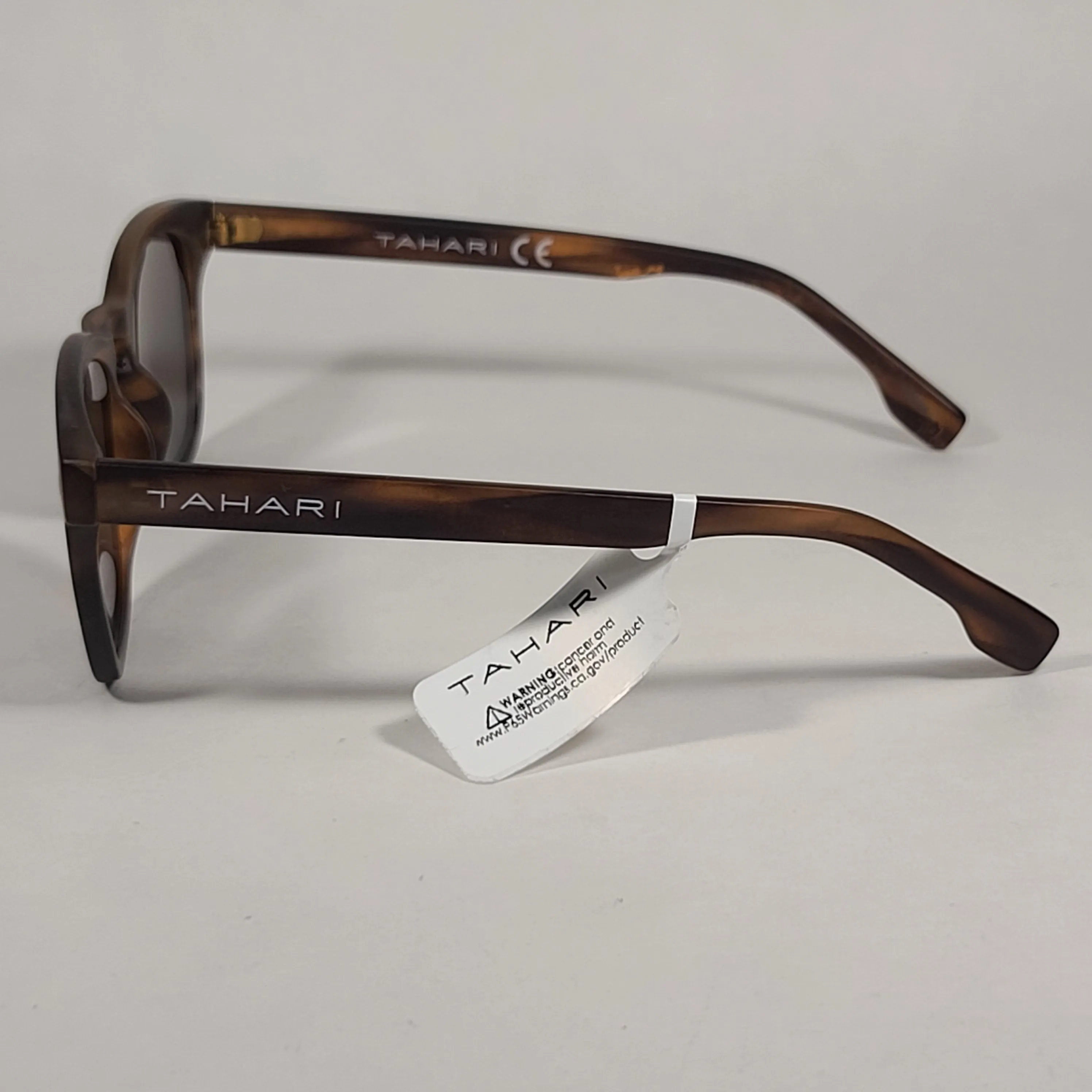 Tahari Square Club Sunglasses Matte Brown Tortoise Frame Blue Mirror Lens TM111 MTS