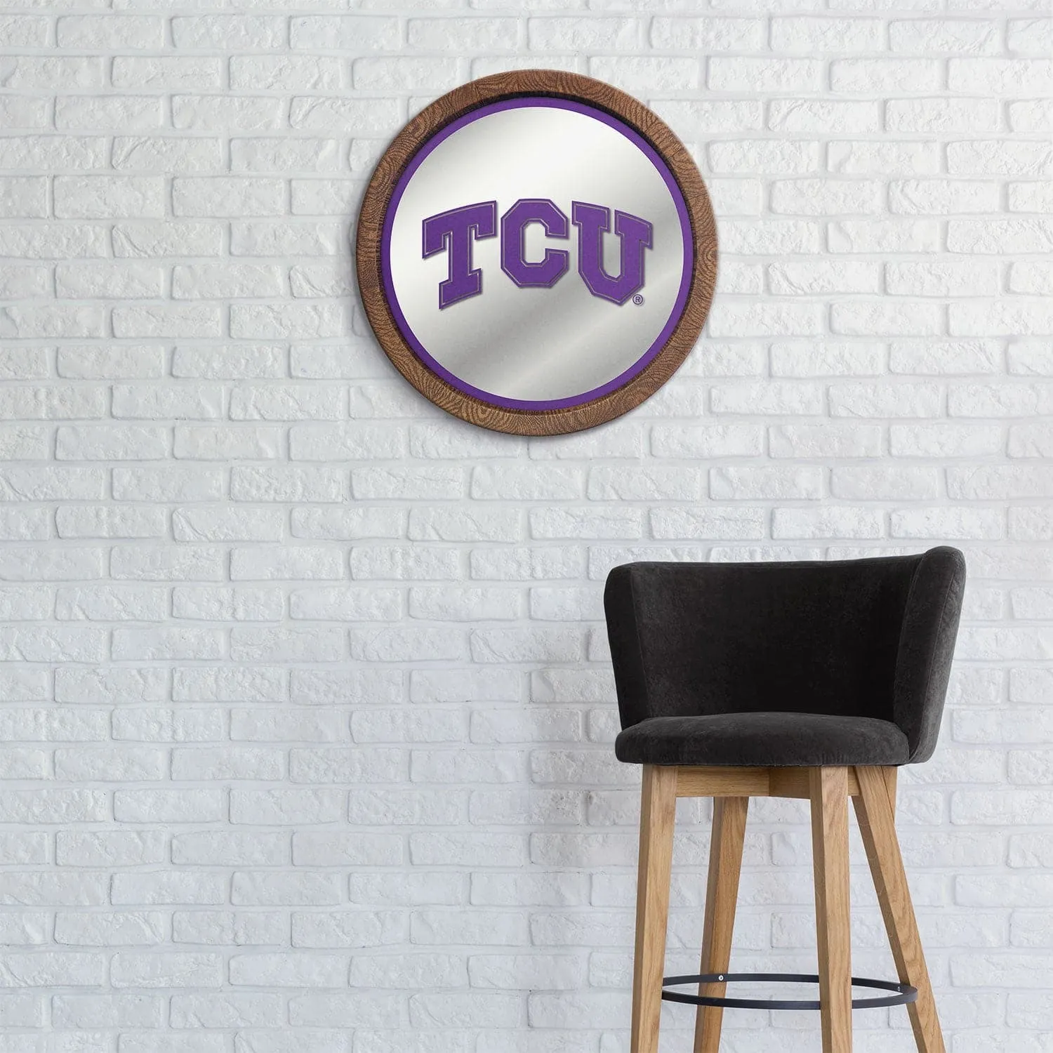 TCU Horned Frogs: "Faux" Barrel Top Mirrored Wall Sign