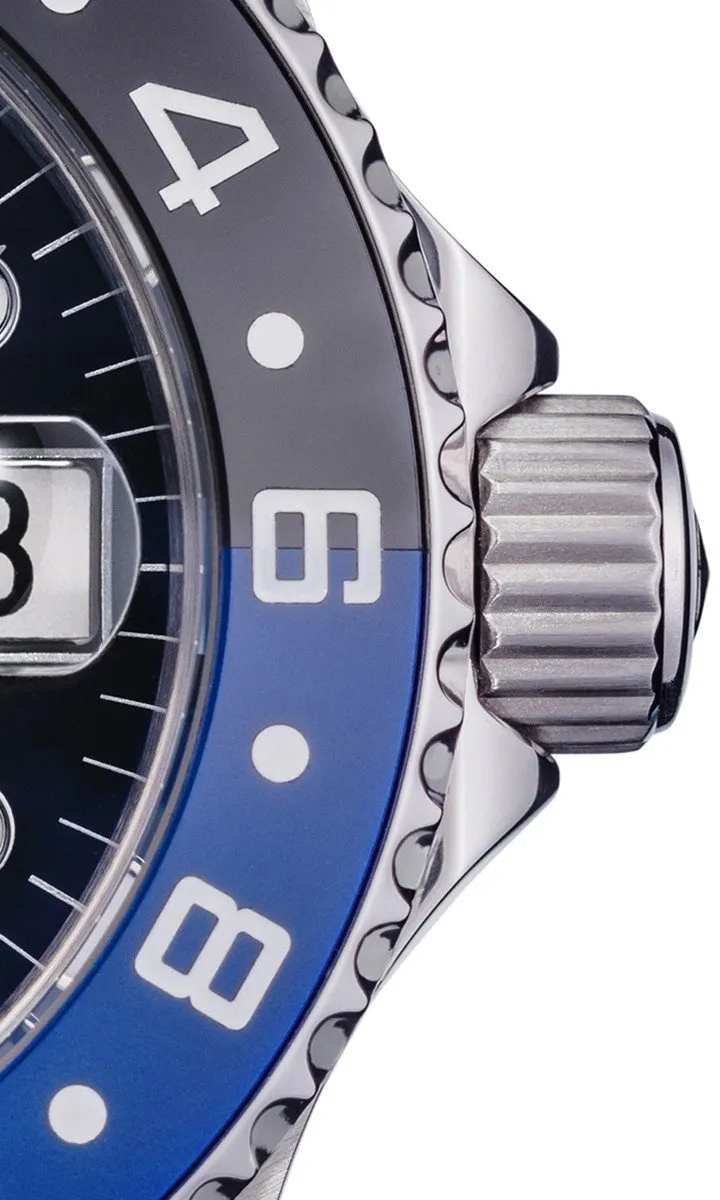 Ternos Professional Automatic 200m GMT Black Blue Diving Watch 16157145 OUTLET