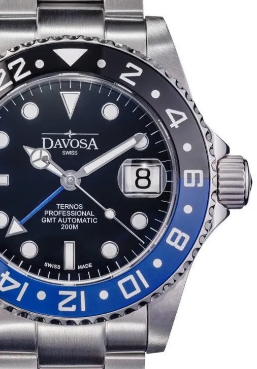 Ternos Professional Automatic 200m GMT Black Blue Diving Watch 16157145 OUTLET