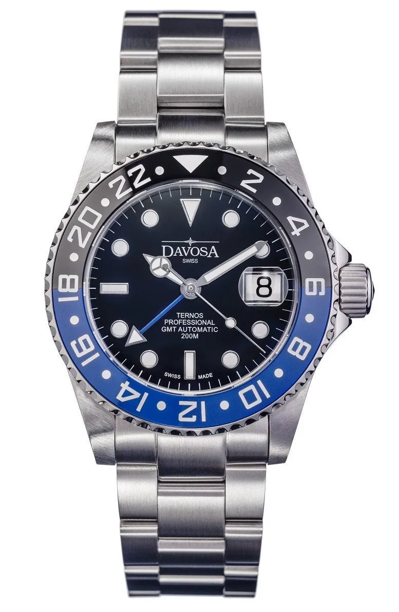 Ternos Professional Automatic 200m GMT Black Blue Diving Watch 16157145 OUTLET