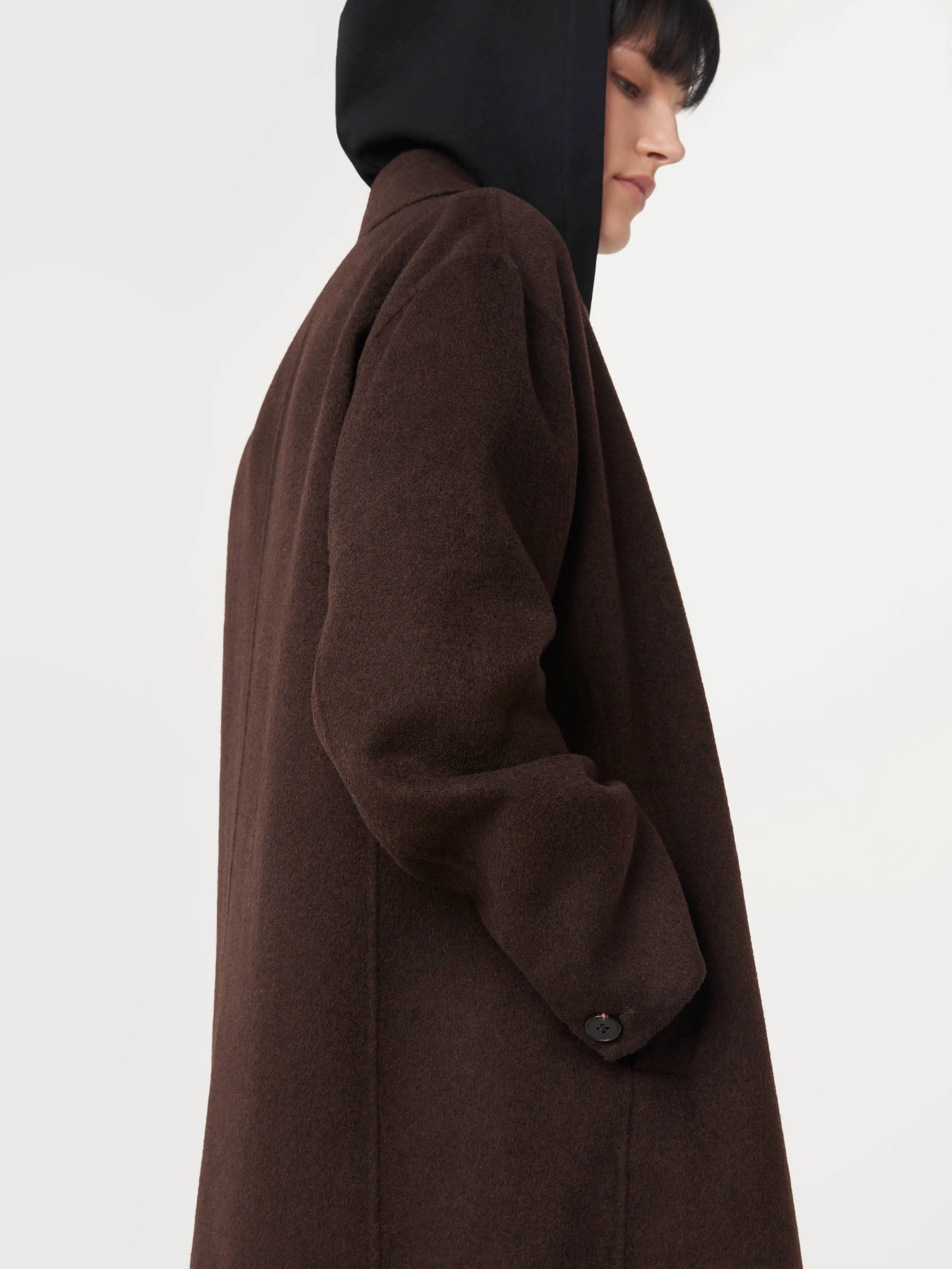 The Margaret Recycled Wool Topcoat in Dark Chocolate