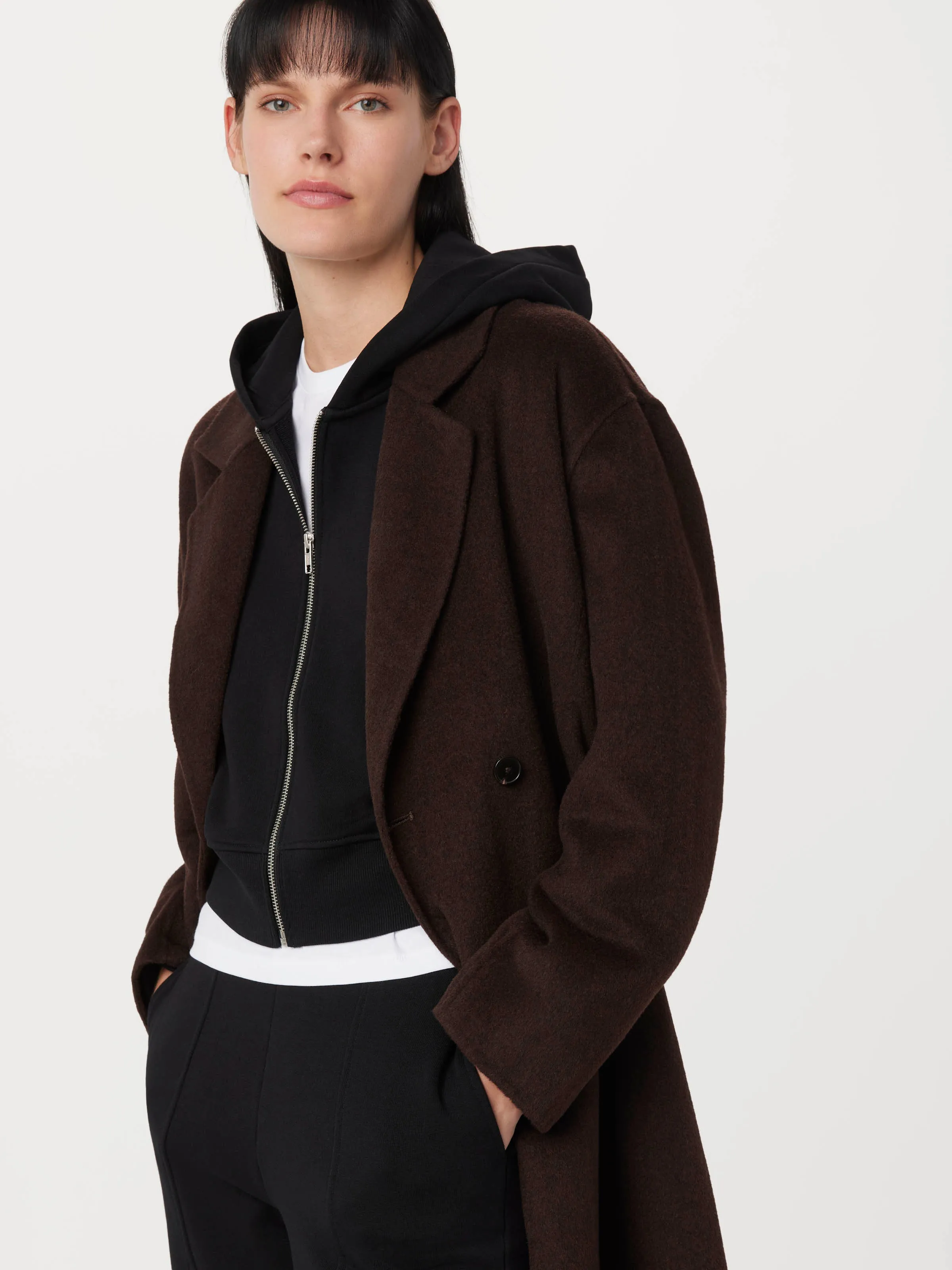 The Margaret Recycled Wool Topcoat in Dark Chocolate