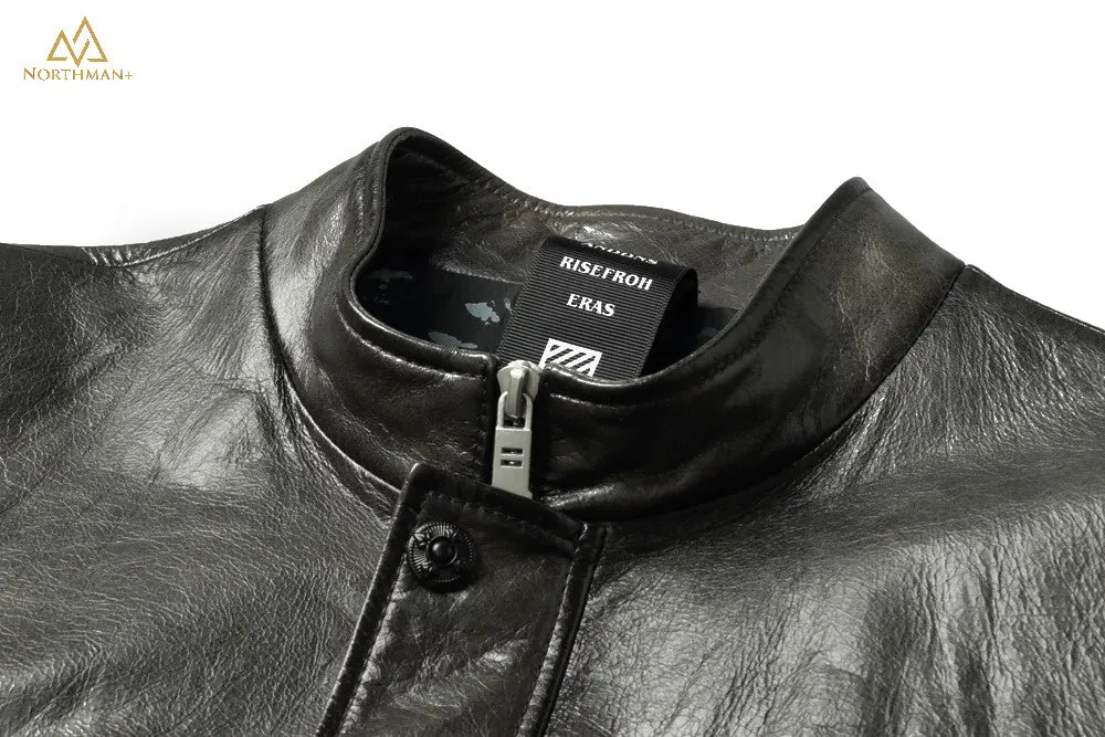 The Meteorite leather jacket in Olive