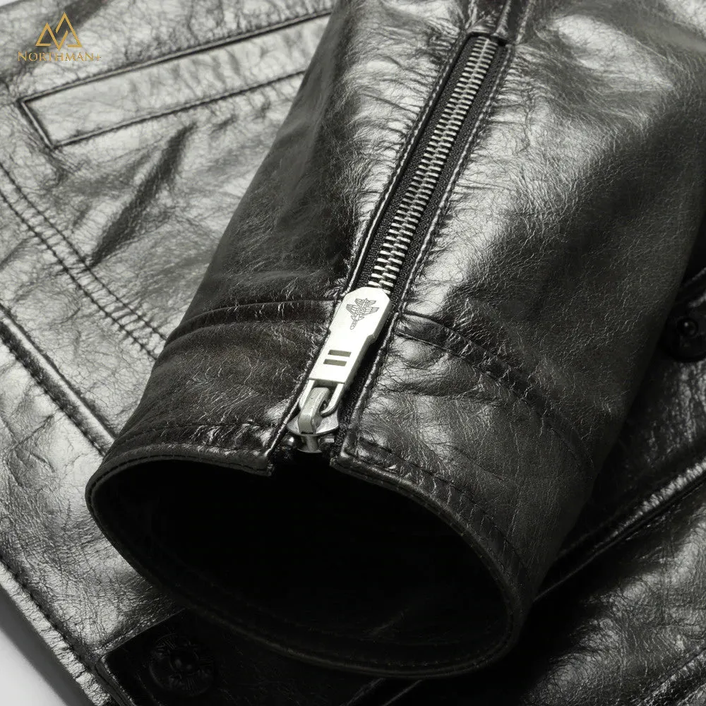 The Meteorite leather jacket in Olive