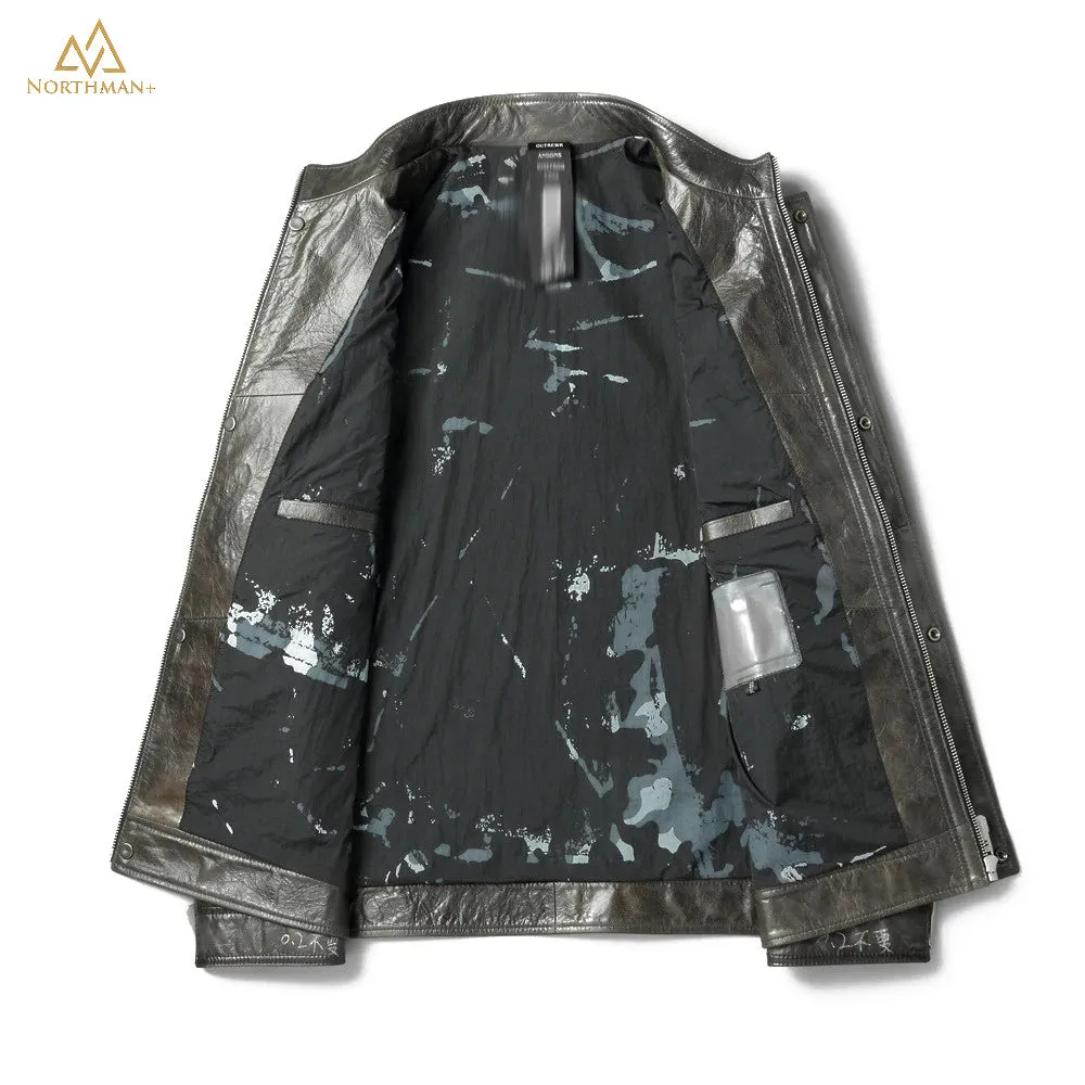 The Meteorite leather jacket in Olive