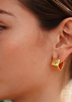 The "Luca" Gold Plated Textured Box Hoops