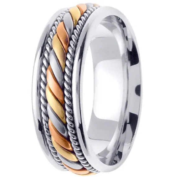 Titanium and Gold Hand Braided Cord Ring Band