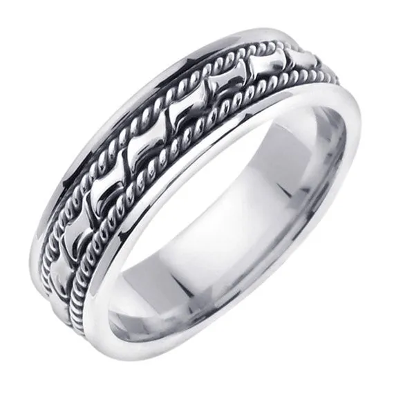 Titanium and Gold Hand Braided Ring Band