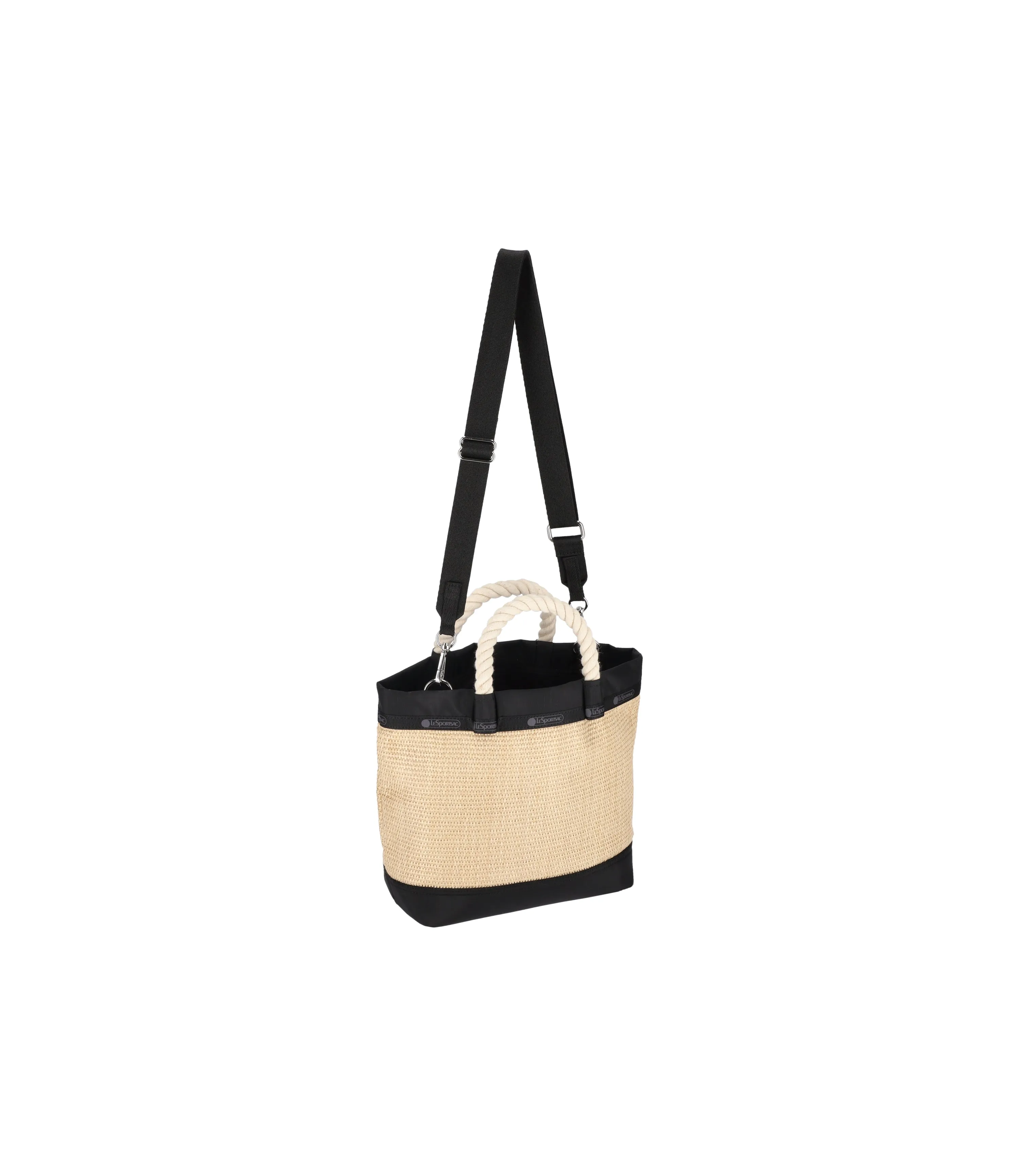 Top Handle Crossbody<br>Black Raffia