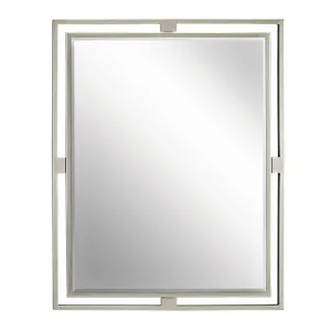 Transitional Double Framed Wall Mirror in Brushed Nickel
