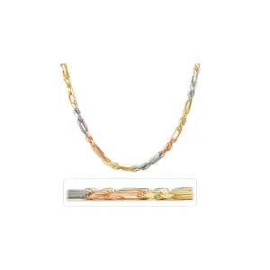 Tri-Color Solid Milano Rope Chain (14K)