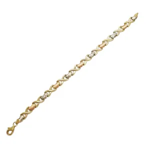 Tricolor X & Heart Bracelet (14K)