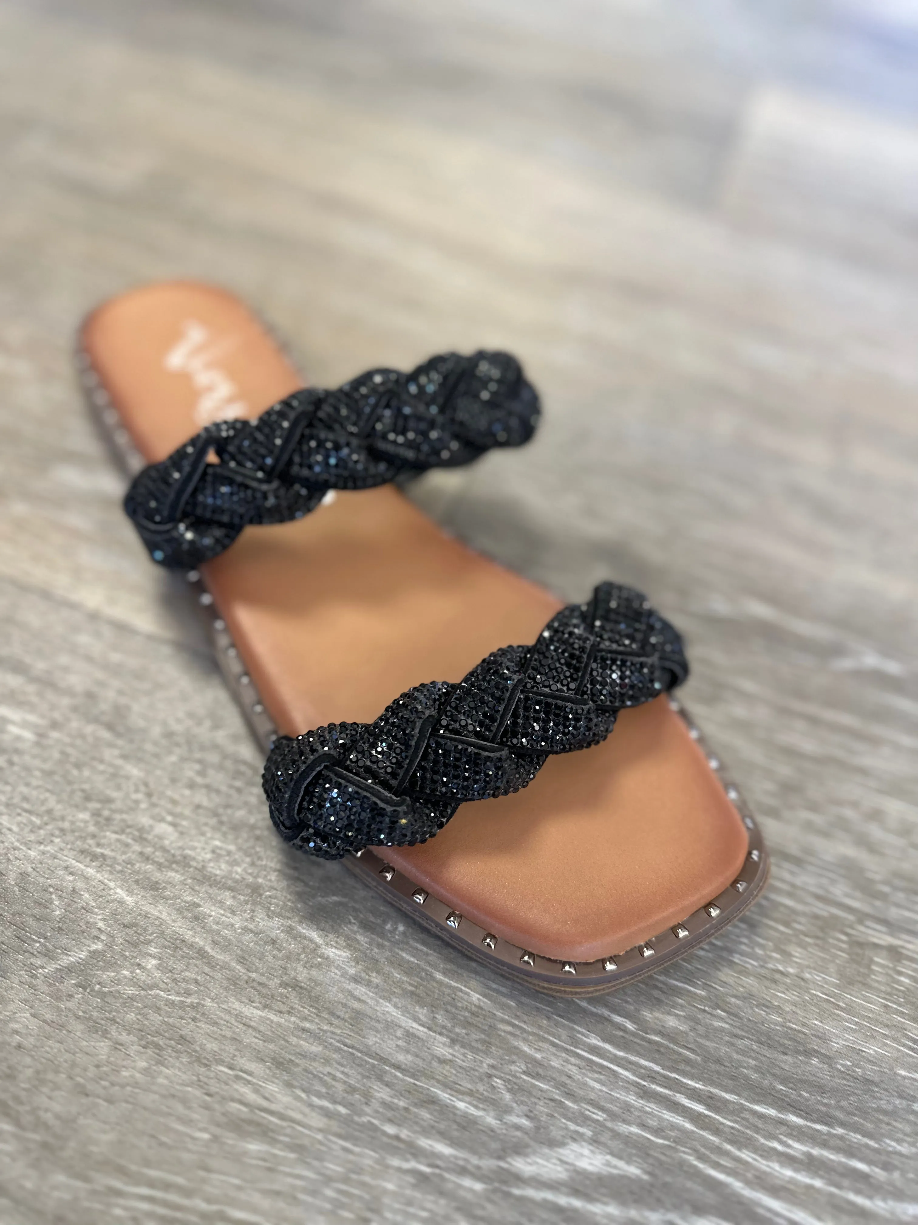 Twisty Rhinestone Braided Sandal