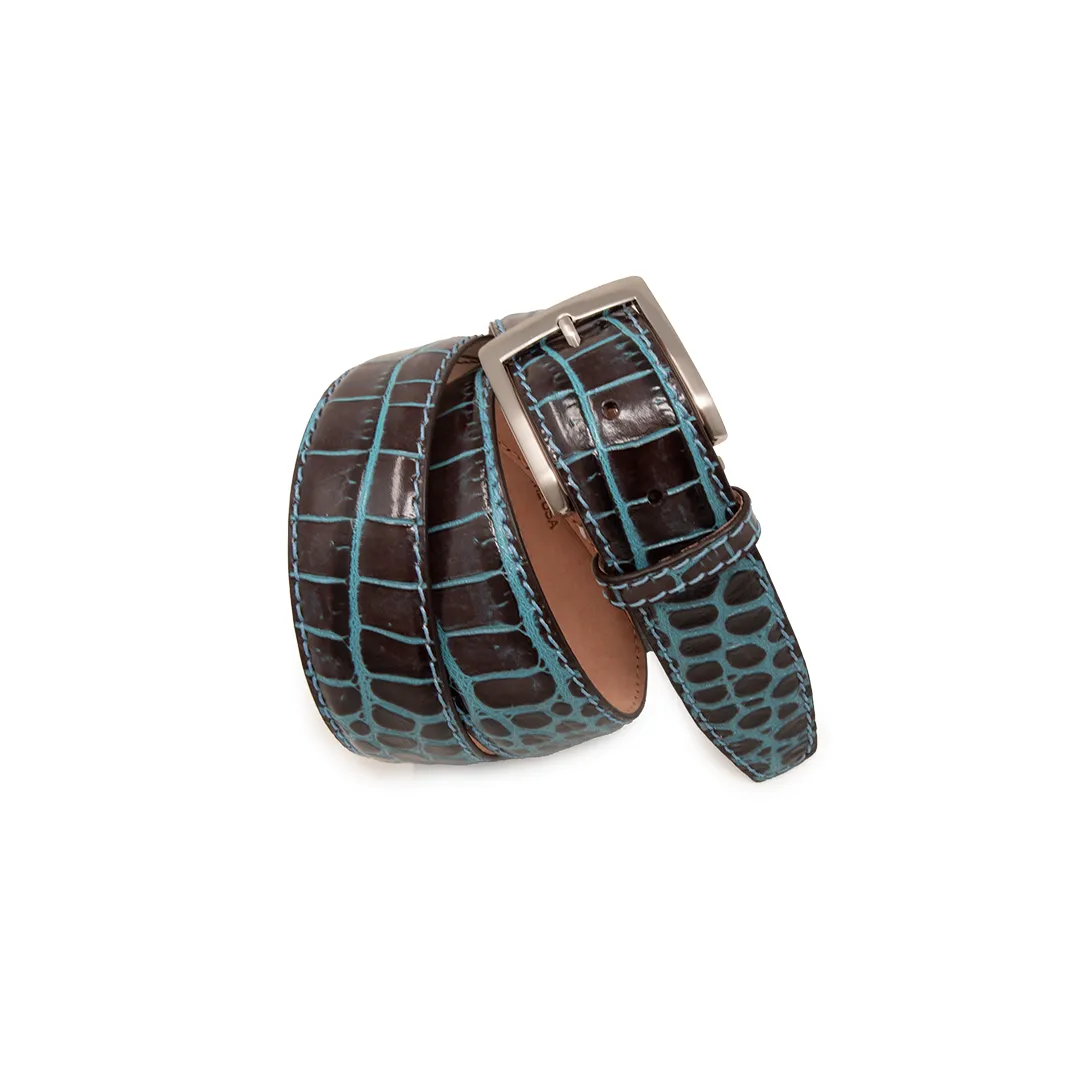 Two-Toned Mock Croc Belt - Brown Sea Salt - 40mm - Up to 55"