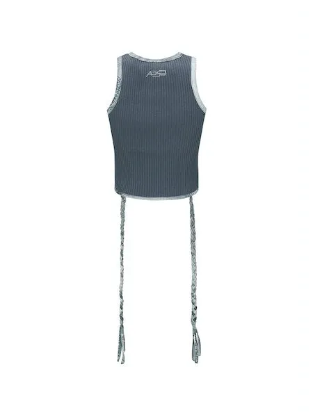 Ula Hand-Braided Waffle Tank Top | Charcoal