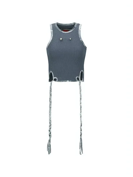 Ula Hand-Braided Waffle Tank Top | Charcoal