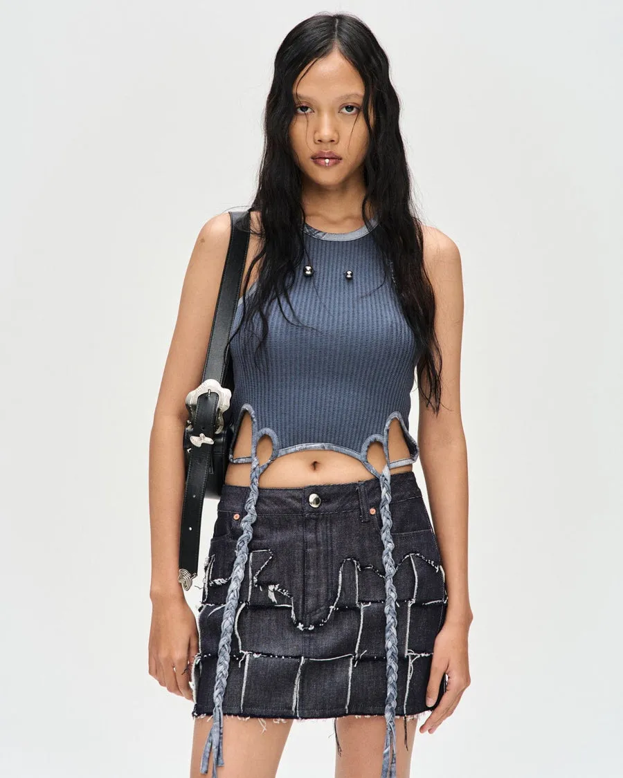 Ula Hand-Braided Waffle Tank Top | Charcoal