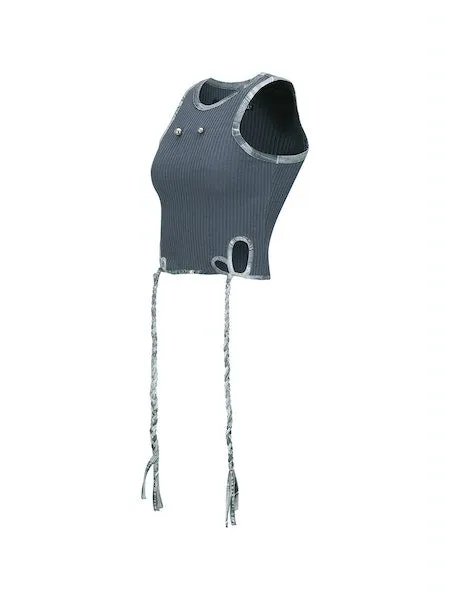 Ula Hand-Braided Waffle Tank Top | Charcoal