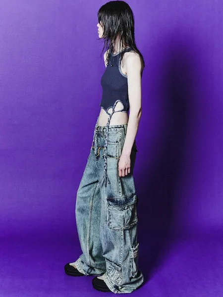 Ula Hand-Braided Waffle Tank Top | Charcoal