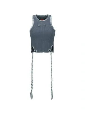 Ula Hand-Braided Waffle Tank Top | Charcoal