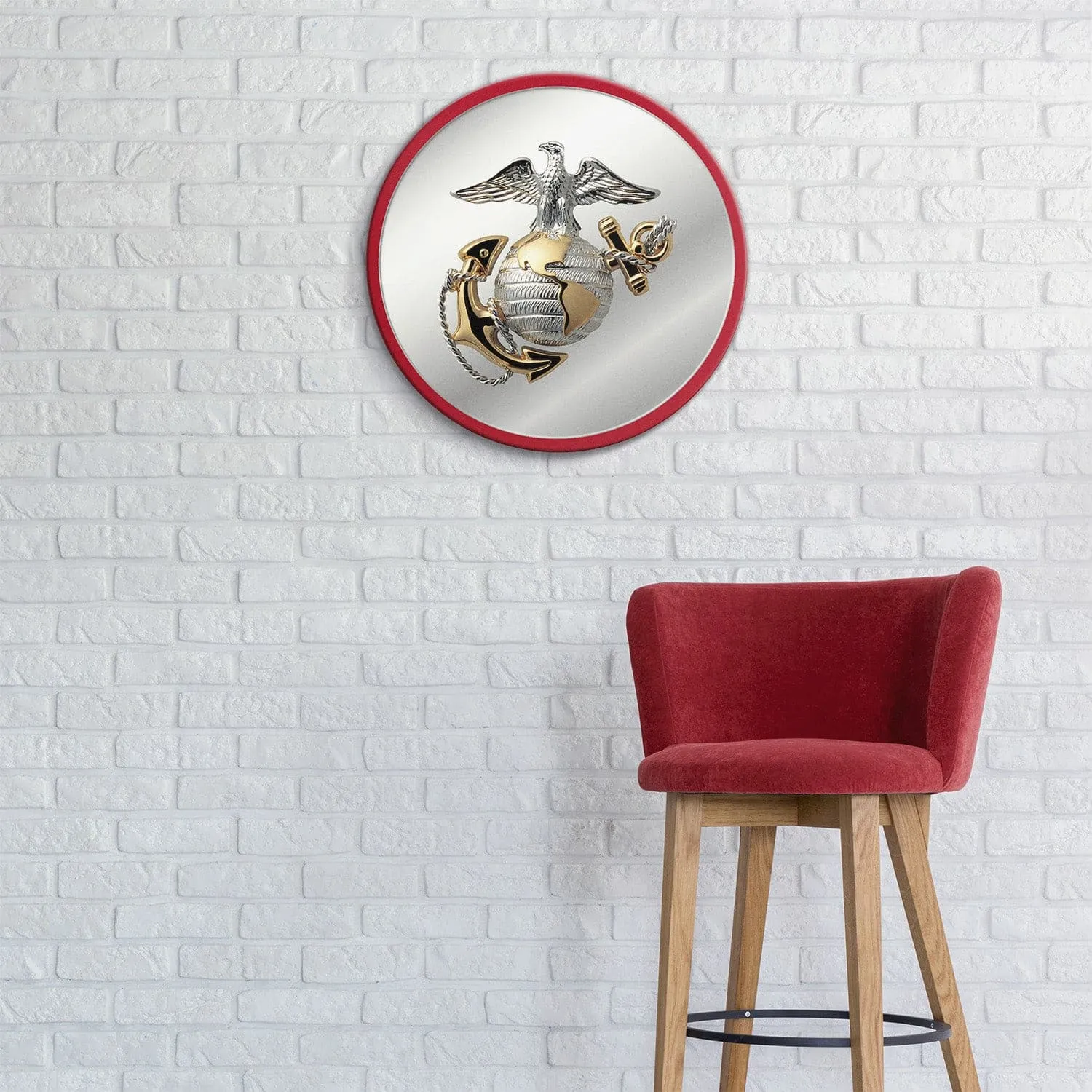 US Marine Corps: Modern Disc Mirrored Wall Sign
