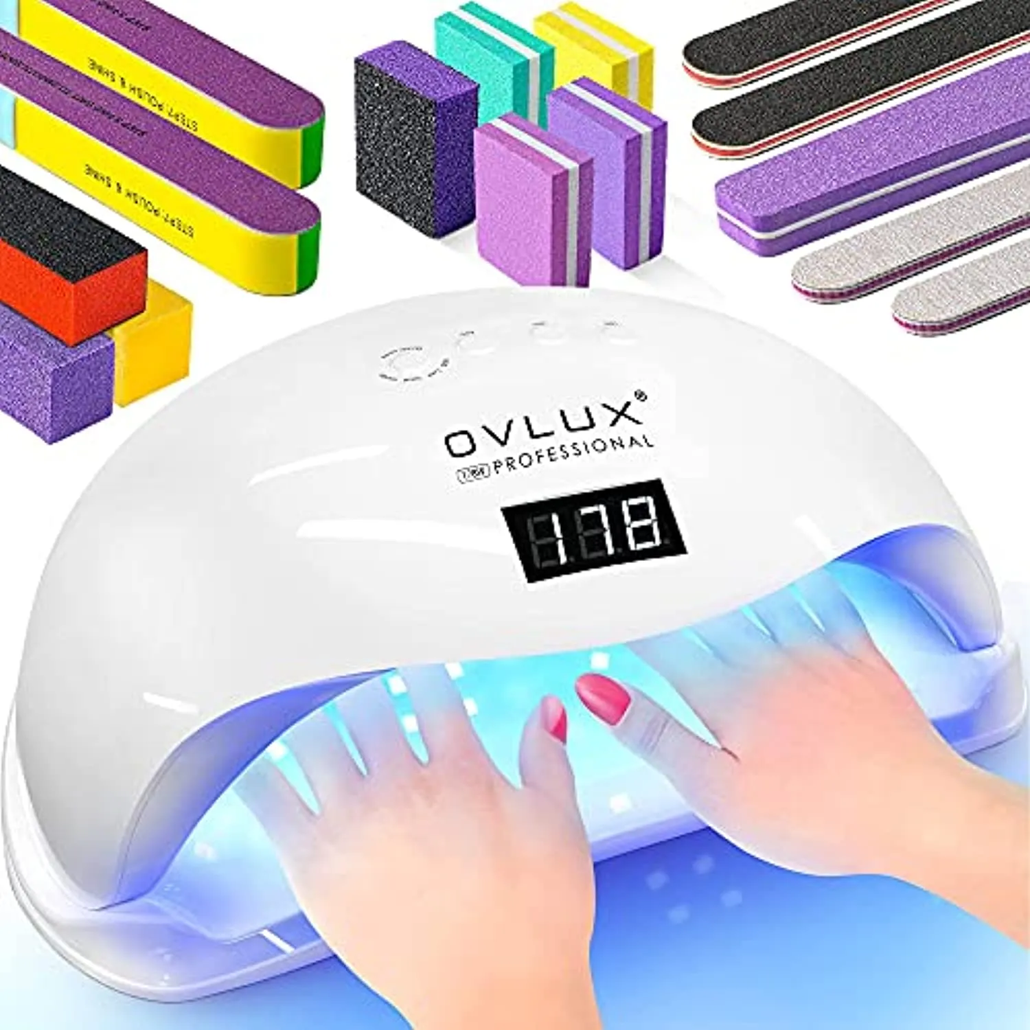 UV LED Nail Lamp 178W, Professional Nail Dryer Machine, Best Gel UV LED Nail Lamp for Fingernail & Toenail Gel Based Polishes – Nail Curing Light with 42pcs LEDs, 4 Timer Settings by OVLUX