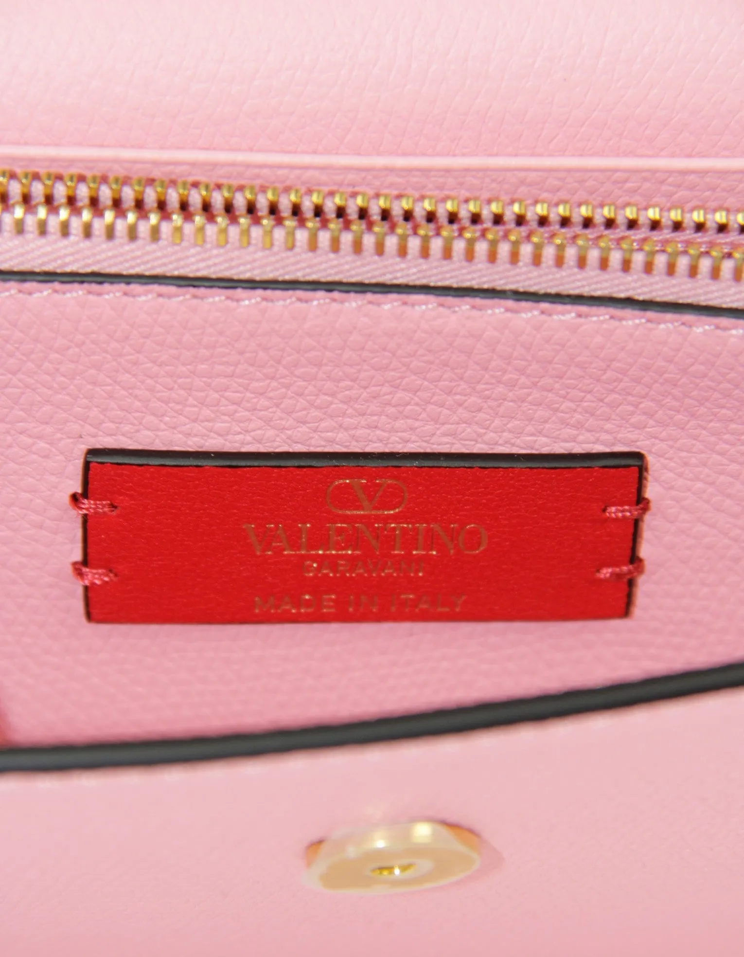 Valentino Pink V Logo Wallet on a Chain