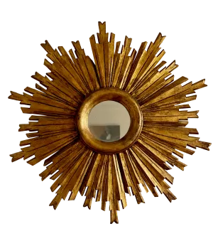 Vintage Carved & Gilded Starburst Mirror
