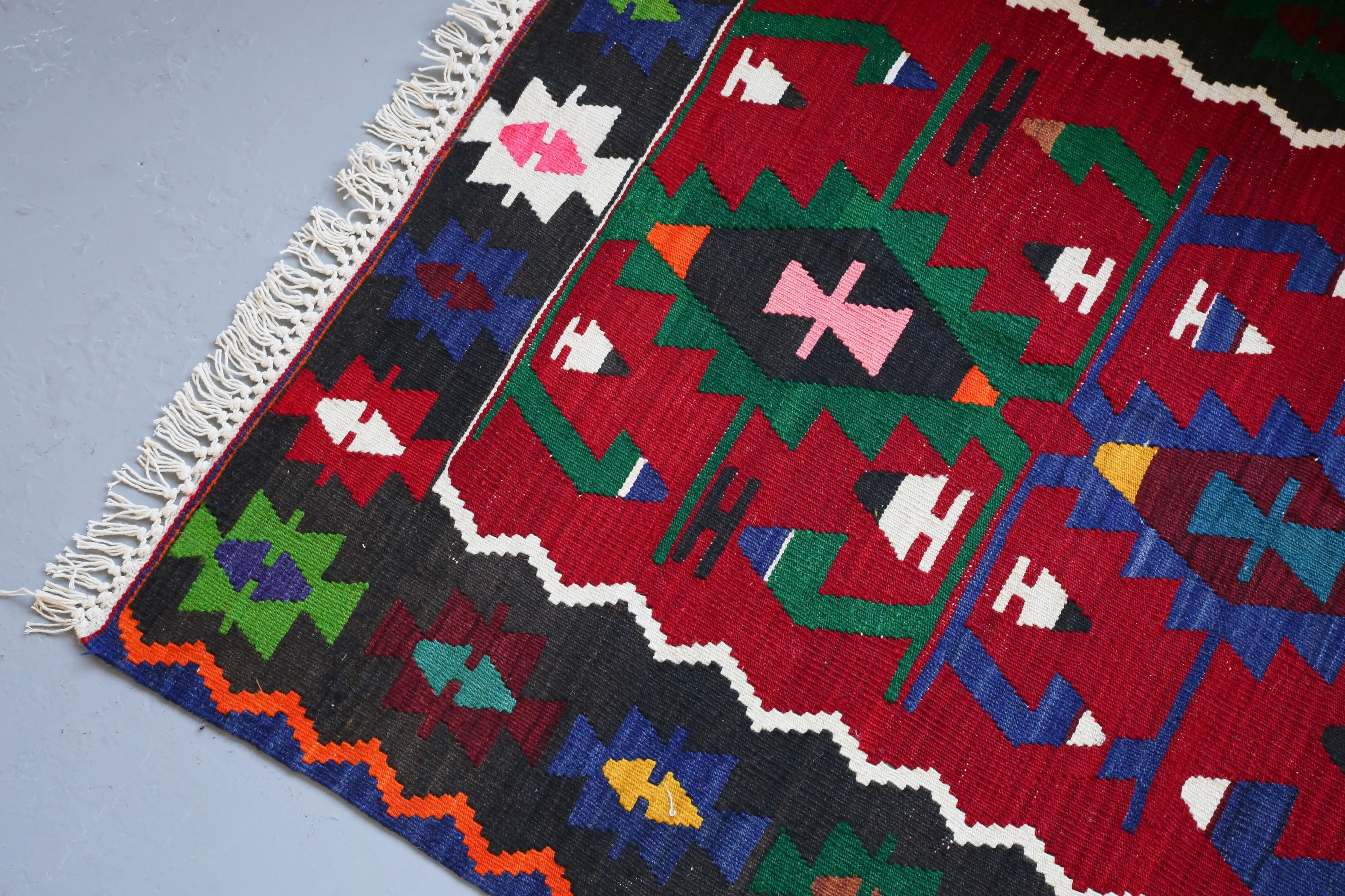 Vintage Mini Turkish Kilim Rug 3.3ftx4.9ft