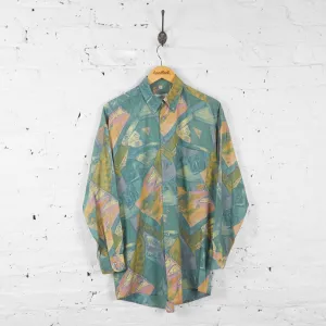 Vintage Pastel Patterned Party Shirt - Green - L