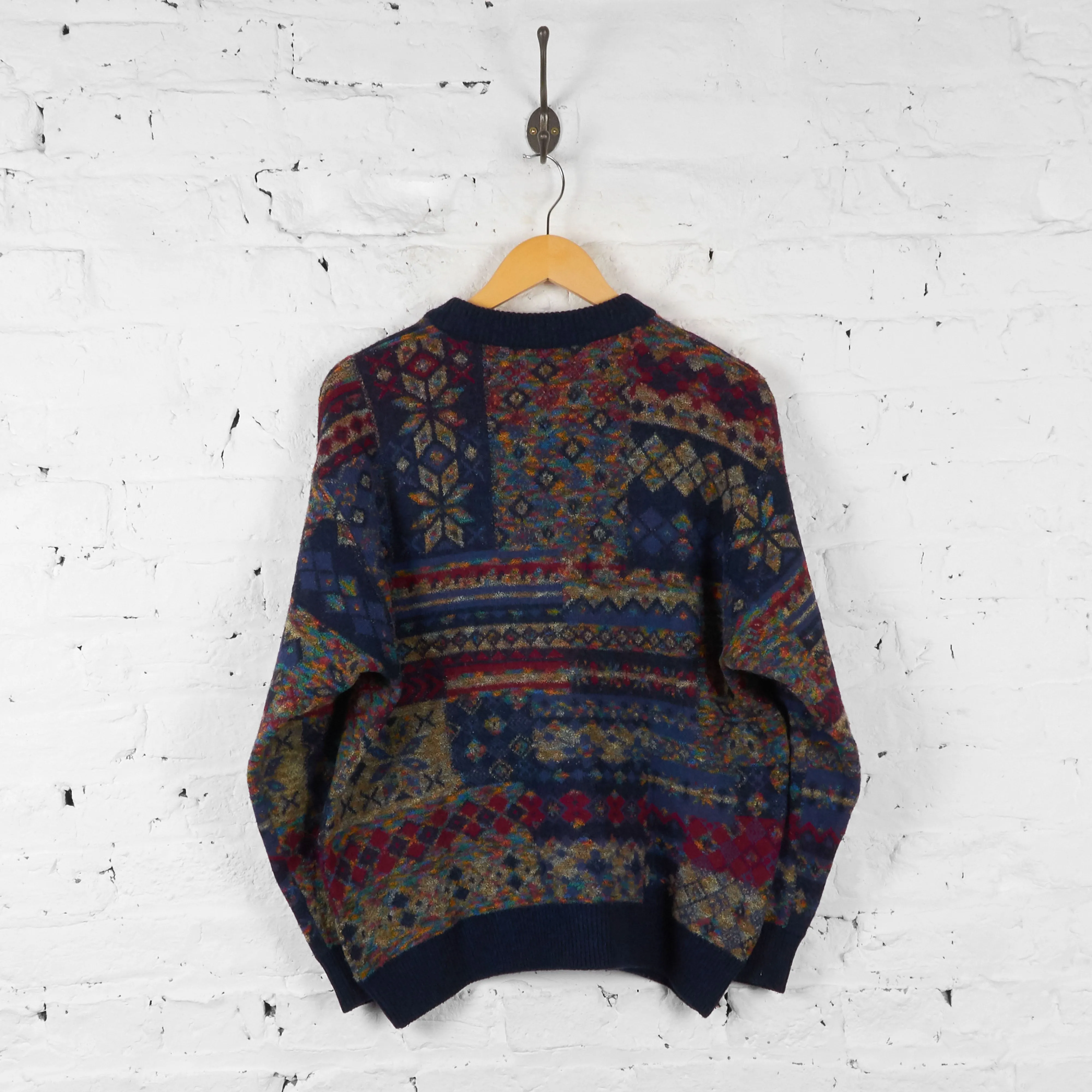 Vintage Pattern Knit Jumper - Multi colour - L
