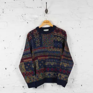 Vintage Pattern Knit Jumper - Multi colour - L